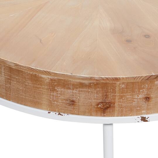 18'' Natural Brown Wood & Iron Modern Coffee Table